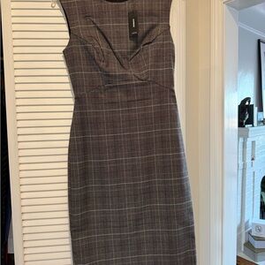 Express Black and Gray Plaid Midi Dress NWT